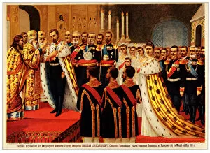 Coronation Ceremony Gallery: The Coronation Ceremony of Nicholas II. The Anointing, 1896. Artist: Anonymous