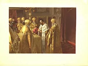 Coronation Ceremony Gallery: The Coronation Ceremony of Nicholas II. The Eucharist, 1899. Artist: Lebedev