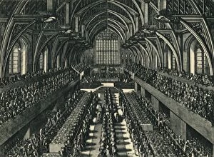Beams Gallery: The Coronation Dinner of James II in Westminster Hall, 1685, (1947). Creator: Samuel Moore