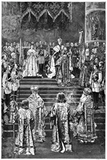 Images Dated 12th May 2007: The coronation of Emperor Alexander III and Empress Maria Fyodorovna, 1883 (late 19th century)