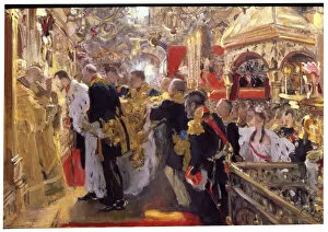 Images Dated 15th June 2010: The Coronation of Emperor Nicholas II in the Assumption Cathedral, 1896. Artist: Valentin Serov
