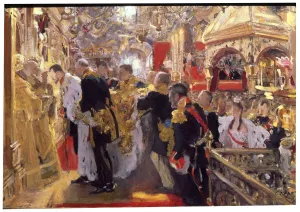 Images Dated 15th June 2010: The Coronation of Emperor Nicholas II in the Assumption Cathedral, 1896. Artist: Valentin Serov