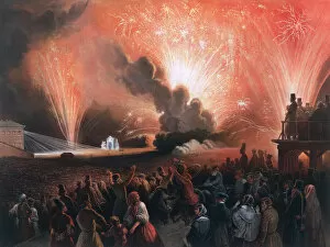 Empress Maria Alexandrovna Gallery: Coronation fireworks in Moscow, 1856. Artist: Pharamond Blanchard