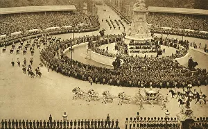 Queen Consort Elizabeth Prints: The Coronation Procession Approaching The Mall, 1937. Creator: Photochrom Co Ltd of London