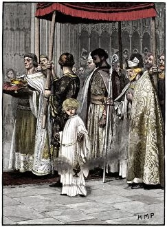 Coronation of Richard I in Westminster Abbey 1189, (c1880)