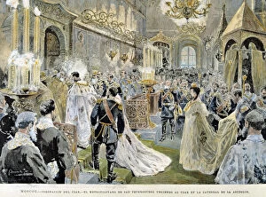 Coronation of Tsar Nicholas II at the Cathedral of the Assumption of Moscow in 1894