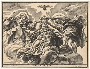 Coronation of the Virgin, 1632-36. Creator: Christoffel Jegher (Flemish, 1596-1652 / 53)