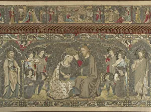 Glory Prints: The Coronation of the Virgin between eight Angels and fourteen Saints (Ecclesiastical embroidery)