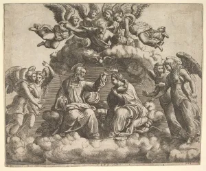 Master Of The Gallery: The coronation of the Virgin, Christ holding the crown over her head