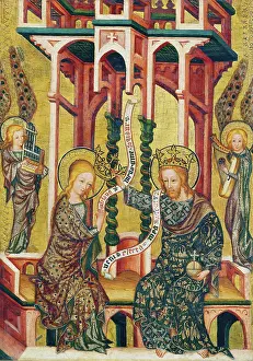 Four People Prints: The Coronation of the Virgin, reverse: Christ Carrying the Cross