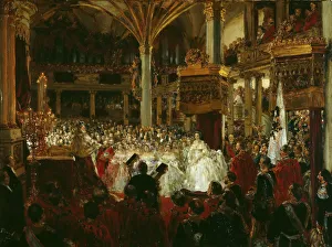 Menzel Prints: The Coronation of William I as King of Prussia at Konigsberg Castle in 1861, 1861
