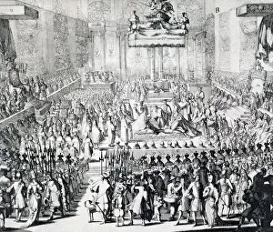 House Of Orange Prints: The Coronation of William III and Mary II, Westminster Abbey, London, 21st April 1689