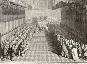 Joseph Highmore Prints: Coronation of William III in Westminster Abbey, London, 1689, (c1689). Artist: John Pine