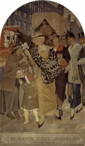Stall Prints: Corporation Street, Birmingham, in March 1914'. Creator: Joseph Edward Southall