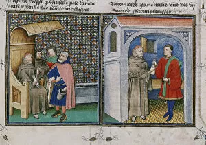 Medieval Illuminated Letter Gallery: Corruption. Miniature from Le livre appelle Decameron by Giovanni Boccaccio, 1460s