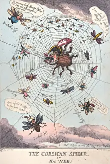 Rowlandson Prints: The Corsican Spider in His Web!, July 12, 1808. July 12, 1808