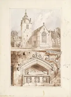 Parish Church Prints: Corstorphine Church - Exterior and Forester's Tomb