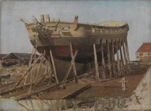 A Corvette on the Stocks. Copenhagen, 1828. Creator: CW Eckersberg