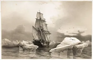 Iceberg Prints: Corvettte La Recherche near Bear Island on 7th August