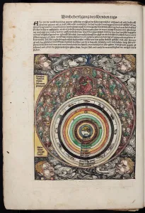Celestial Sphere Prints: Cosmos (from the Schedels Chronicle of the World), 1493. Artist: Anonymous