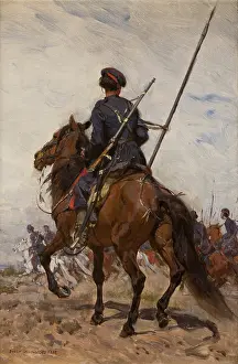 Cossack Prints: A Cossack, 1882. Creator: Jozef Chelmonski