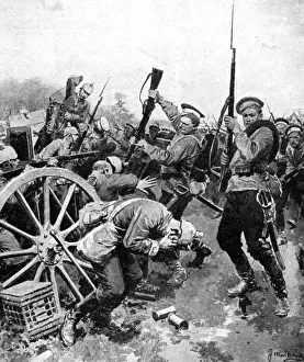 Images Dated 30th January 2008: Cossack attack on German troops, East Prussia, First World War, 1914