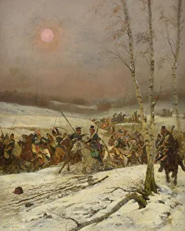 Cuirassier Prints: Cossacks Attacking a squadron of the Guards of Honour, c. 1910. Artist: Detaille
