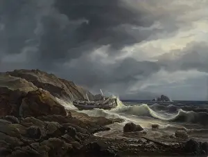 Dangerous Prints: Costal Landscape with stranded Ship, 1832. Creator: Christian Morgenstern