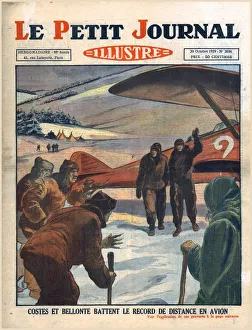 Petit Journal Collection: Costes and Bellonte beat the flying distance record, 1929. Creator: Unknown