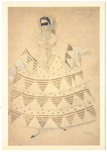 Costume design for the ballet Carnaval by R. Schumann, 1910. Artist: Bakst, Leon (1866-1924)