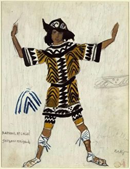 Impresarios Collection: Costume design for the ballet Daphnis et Chloe by M. Ravel, 1912. Artist: Bakst, Leon (1866-1924)