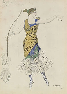 Sergei Dyagilev Collection: Costume design for the ballet Diane et Acteon Pas de deux (Pas de Diane), 1910