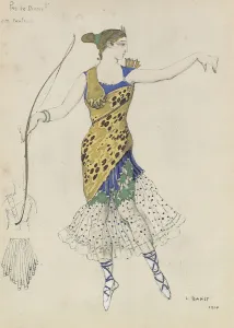 Russian Art Critics Prints: Costume design for the ballet Diane et Acteon Pas de deux (Pas de Diane), 1910