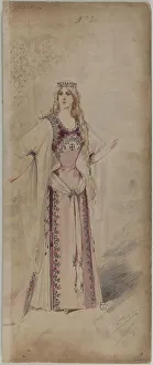 Tannhauser Prints: Costume design for Ella Russell als Elisabeth in the Opera Tannhäuser by Richard Wagner