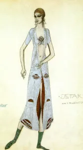 Babylonian Prints: Costume design for Ida Rubinstein as Ishtar, 1924. Artist: Leon Bakst