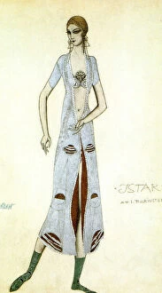 Babylonian Collection: Costume design for Ida Rubinstein as Ishtar, 1924. Artist: Leon Bakst