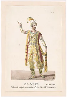 Costume design for the Opera Aladin, ou La Lampe merveilleuse by Nicolas Isouard, 1822. Creator: Garneray, Auguste (1785-1824). Costume design for the Opera Aladin, ou La Lampe merveilleuse by Nicolas Isouard, 1822