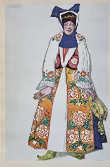 Costume design for the opera Sadko by N. Rimsky-Korsakov, 1917. Artist: Bakst, Leon (1866-1924)