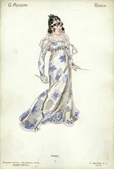 Costume design for the opera Tosca by Giacomo Puccini, 1900. Creator: Hohenstein, Adolfo (1854-1928)
