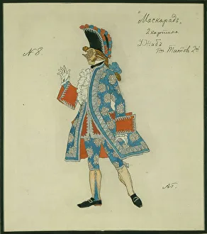 Costume design for the play The Masquerade by M. Lermontov, 1917. Artist: Golovin, Alexander Yakovlevich (1863-1930)