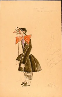 Costume design for the play Sherlock Holmes and Nick Carter in the Proletcult Theatre, 1922. Creator: Eisenstein, Sergei Mikhailovich (1898-1948). Costume design for the play Sherlock Holmes and Nick Carter in the Proletcult Theatre
