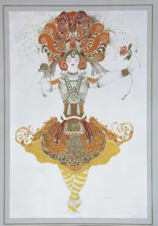 Scenic Design Prints: Costume design for Tamara Karsavina in the ballet The Firebird (L oiseau de feu) by I