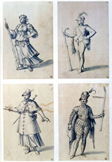 Arcimboldi Gallery: Costume designs for allegorical characters, 16th century. Artist: Giuseppe Arcimboldi