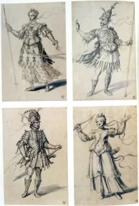Arts Entertainment Prints: Costume designs for classical deities, 16th century. Artist: Giuseppe Arcimboldi