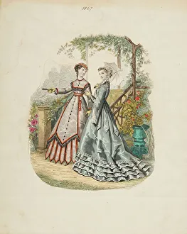 Promenade Dress Prints: Costume plate, 1867. Creator: Unknown
