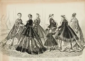 Jackets Prints: Costume plate - Le Follet, 1865-1866. Creator: Unknown