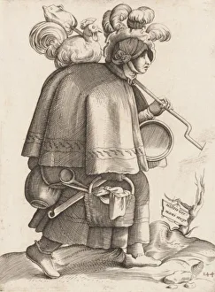 Enea Prints: Costume Plate: Wife of a Warrior from Germany, ca. 1558-70. Creator: Unknown