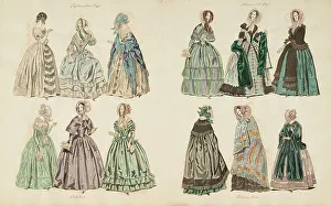 Bonnets Prints: Costume plates, 1841 - 1842. Creator: Unknown