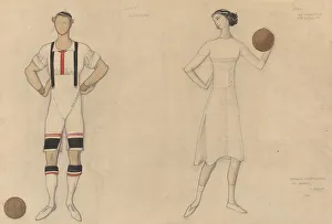 Sportswoman Prints: Costume Study for Jeux, 1913. Creator: Leon Bakst