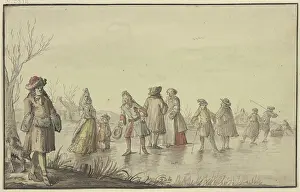 Frozen Prints: Many costumed figures on the ice, 17th century. Creator: Zacharias Blijhooft